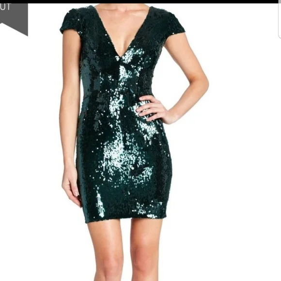open lace back dress City Lights Emerald Green Sequin Dress – Shop the Mint main image 0